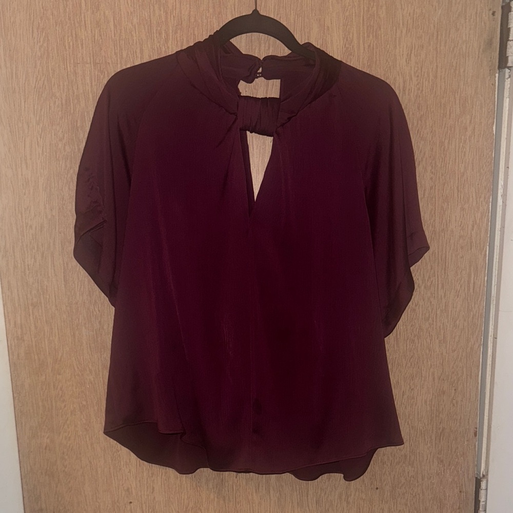 RACHEL Rachel Roy Deep Burgundy Blouse with Keyhole